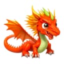 Illustration of a cartoon red dragon