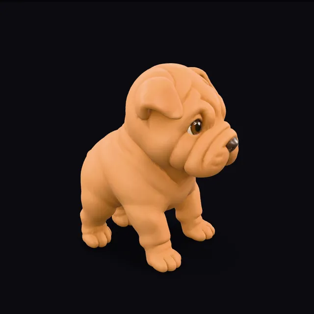 Textured 3D model of a chubby wrinkled puppy toy